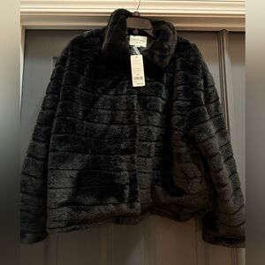 New Faux Fur Plush Black Teddy Jacket